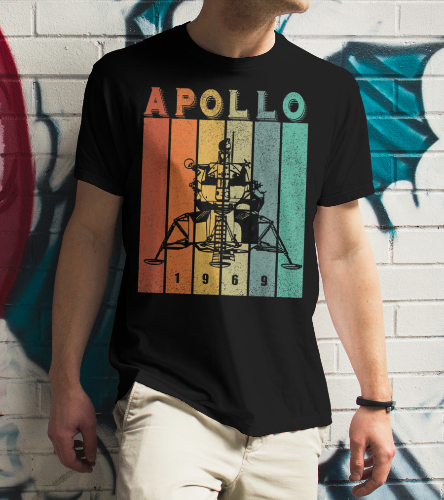 Apollo 1969 Lunar Module Vintage Retro Stripes T-Shirt