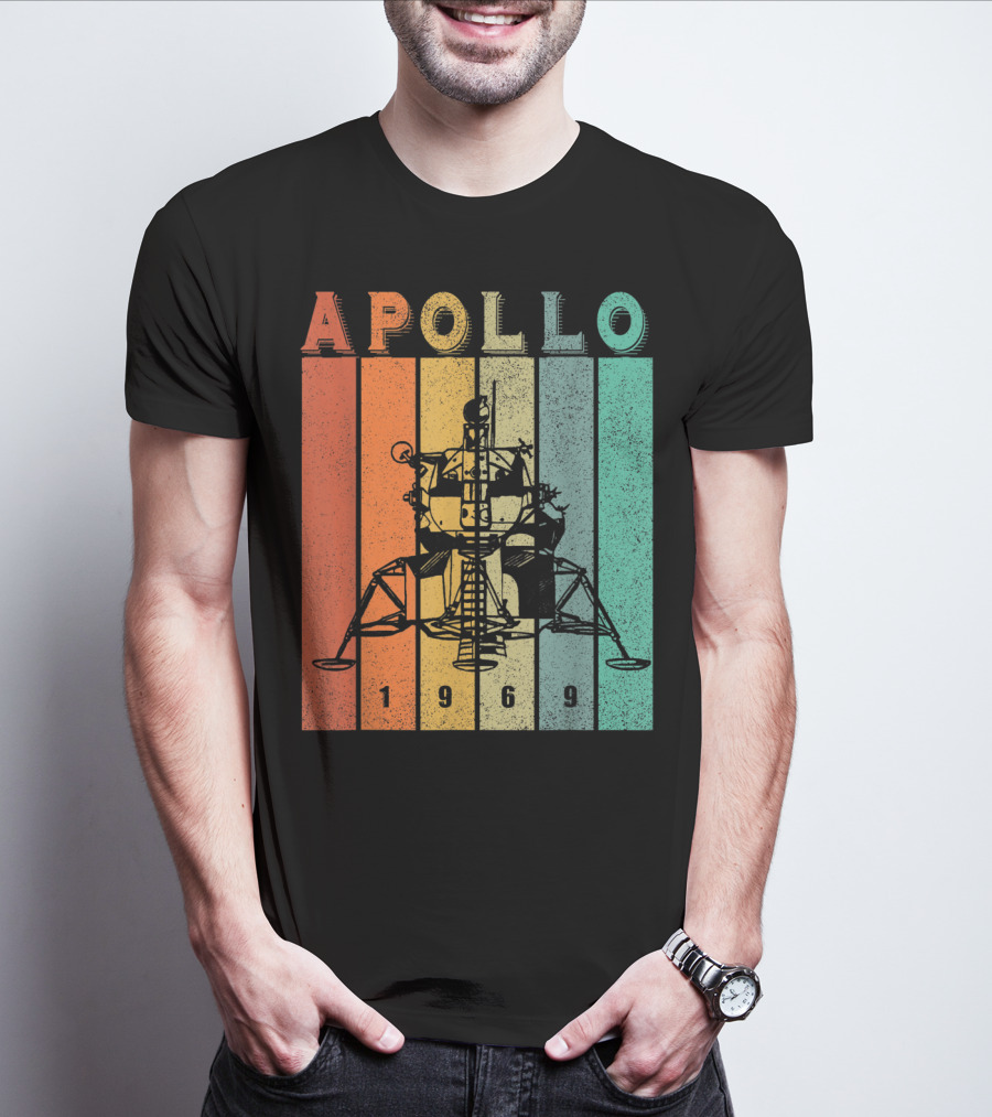 Apollo 1969 Lunar Module Vintage Retro Stripes T-Shirt