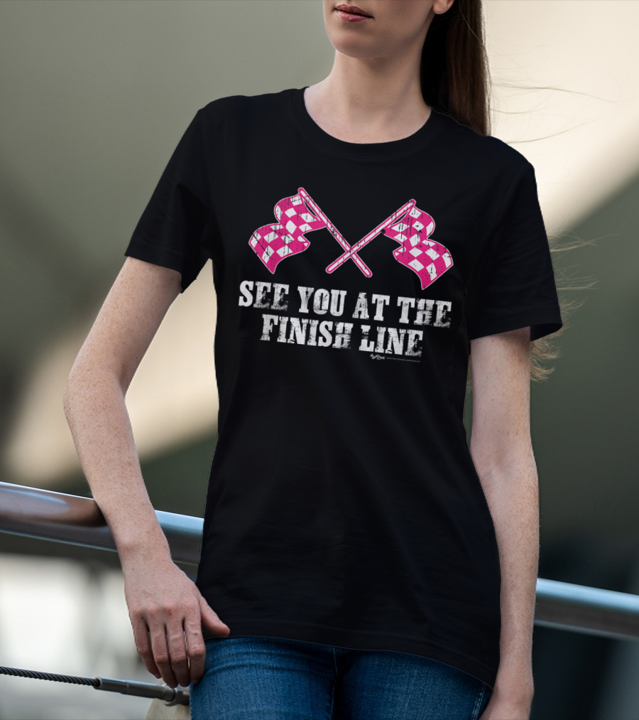 Vintage See You At The Finish Line Pink Checkered Flags T-Shirt