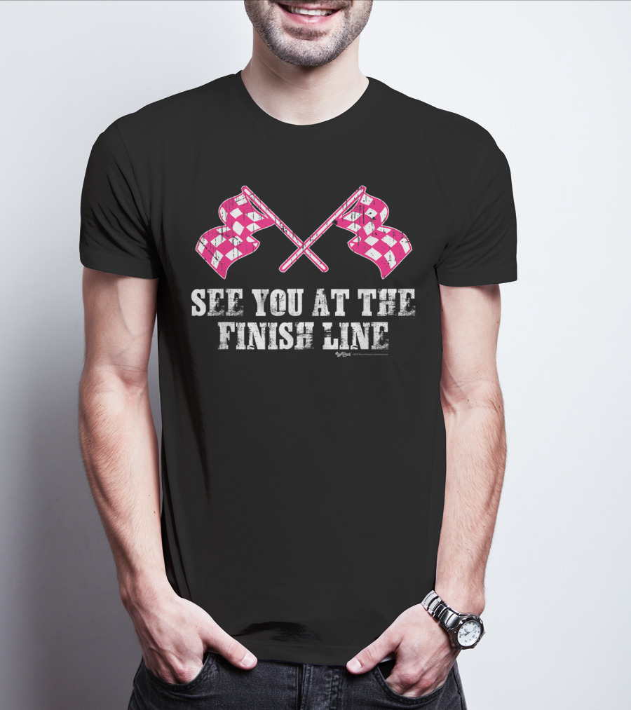 Vintage See You At The Finish Line Pink Checkered Flags T-Shirt