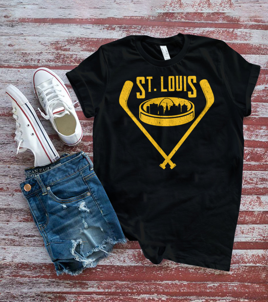 St Louis Missouri Skyline Vintage Hockey T-Shirt
