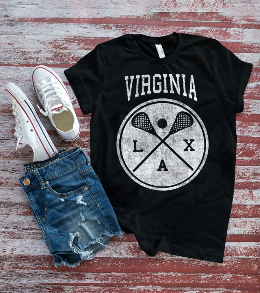 Virginia LAX Vintage Lacrosse Crossed Sticks Circle T-Shirt