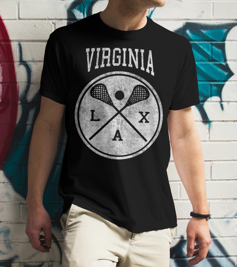 Virginia LAX Vintage Lacrosse Crossed Sticks Circle T-Shirt
