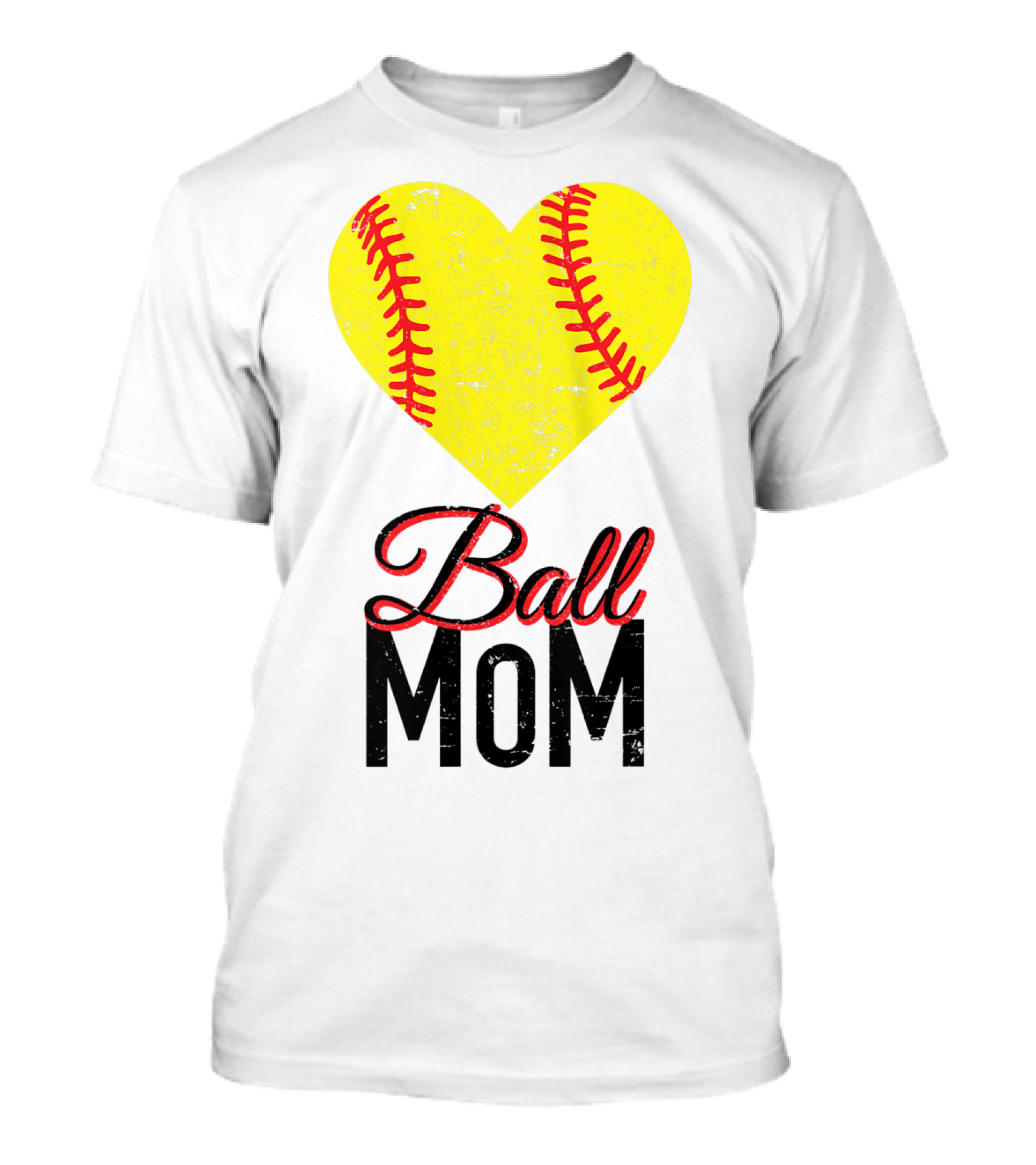 Love Ball Mom Heart Baseball Softball Graph T-Shirt