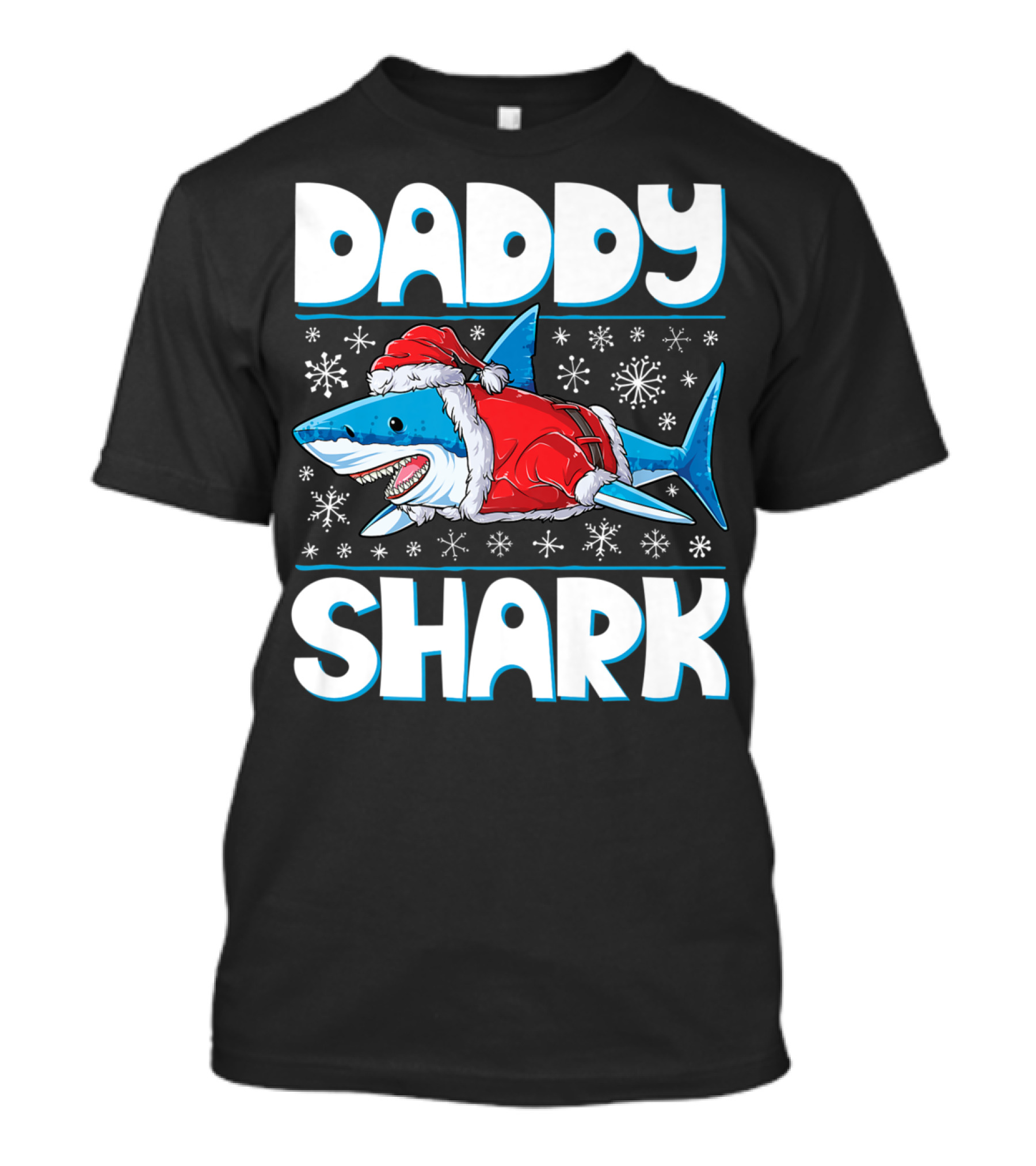 Daddy Shark Santa Christmas Snowflakes T-Shirt