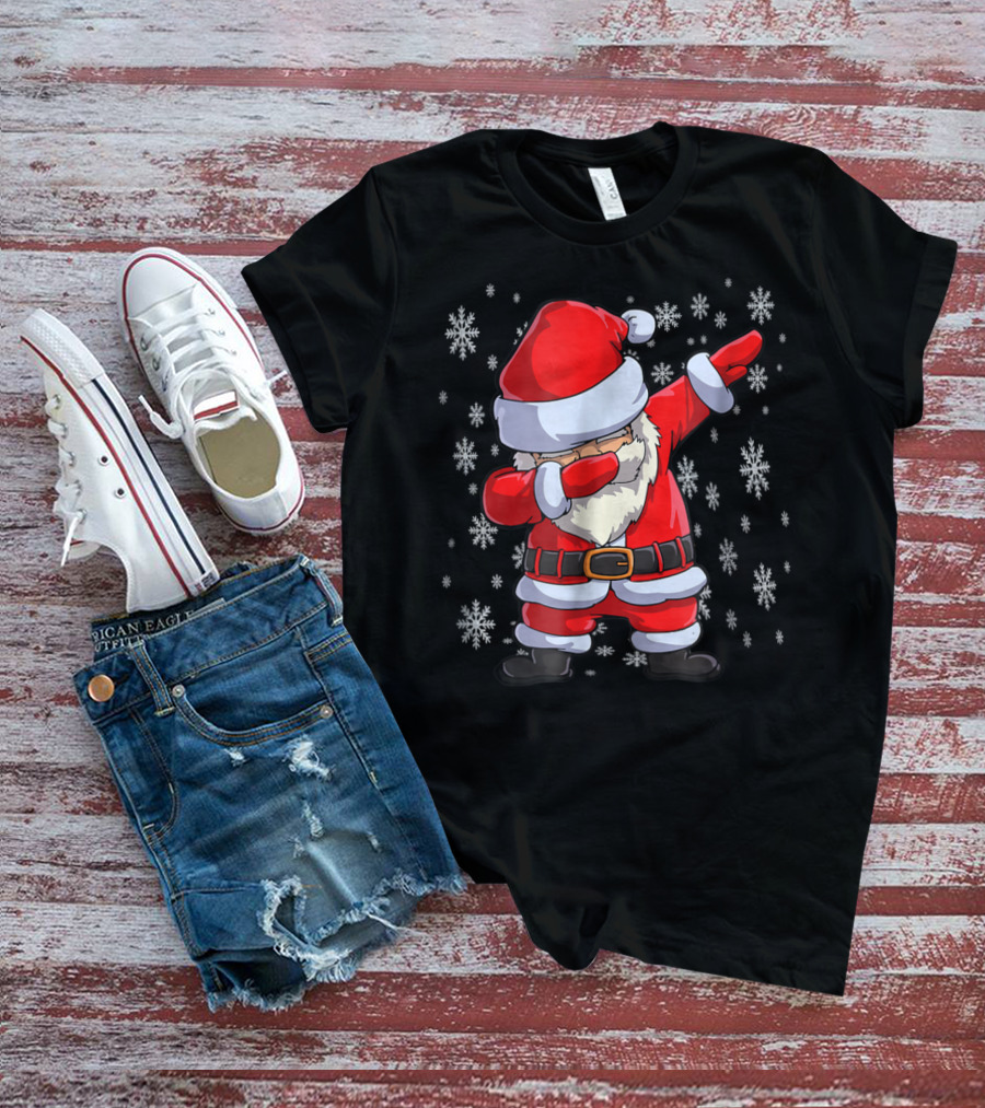 Dabbing Santa Funny Christmas Flossing Snowflakes T-Shirt