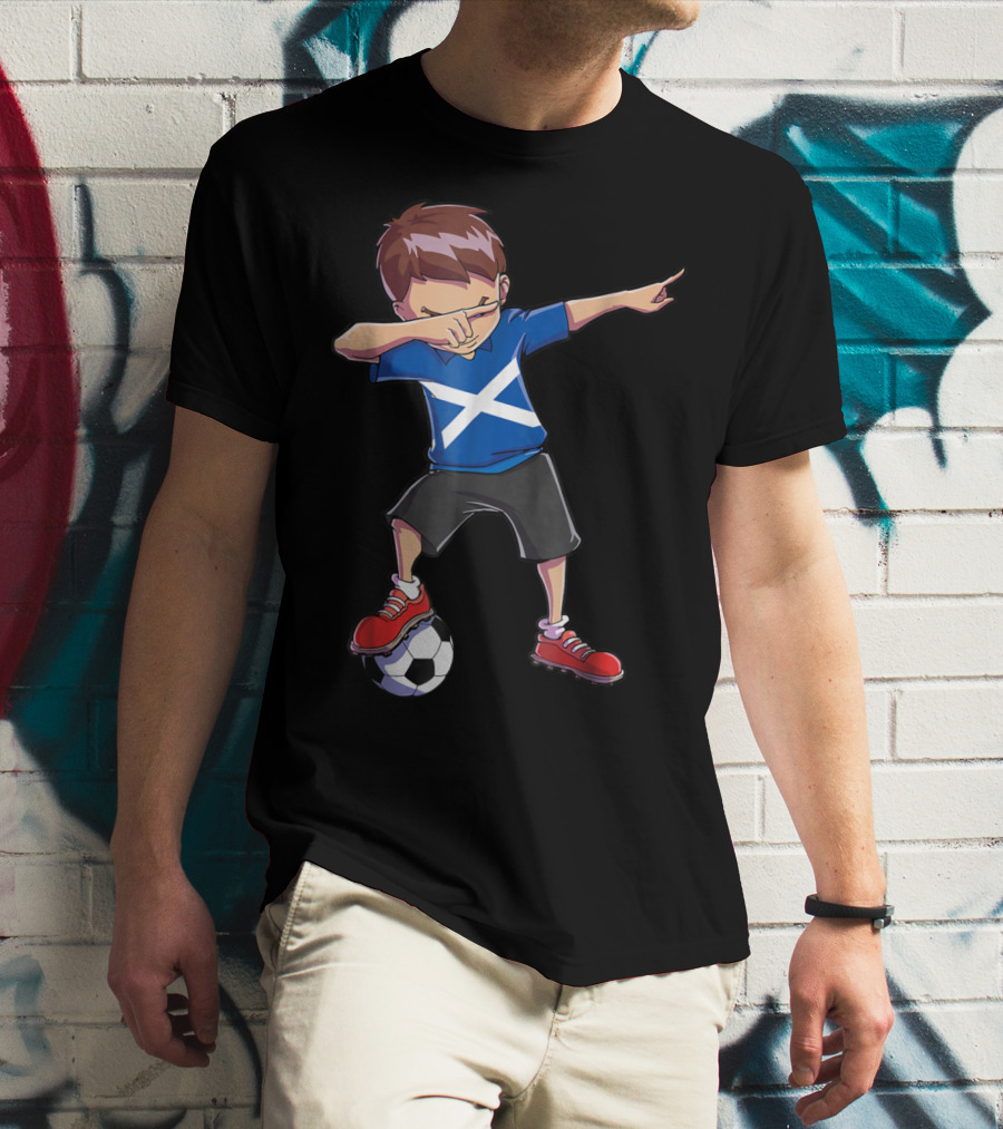 Dabbing Soccer Boys Scottish Flag Football Scotland T-Shirt