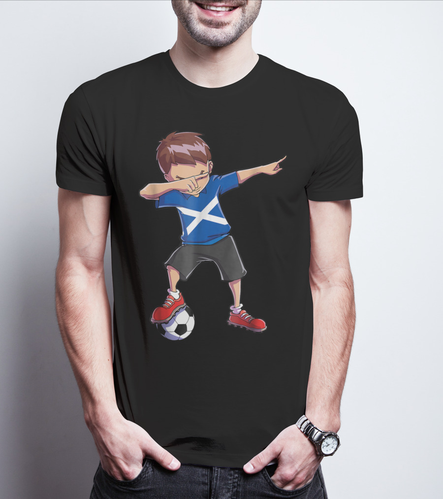 Dabbing Soccer Boys Scottish Flag Football Scotland T-Shirt