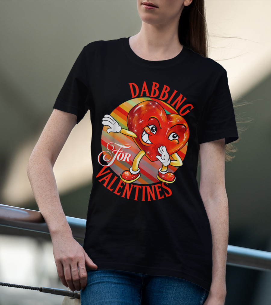 Dabbing Heart For Valentines Vintage Sunrise T-Shirt