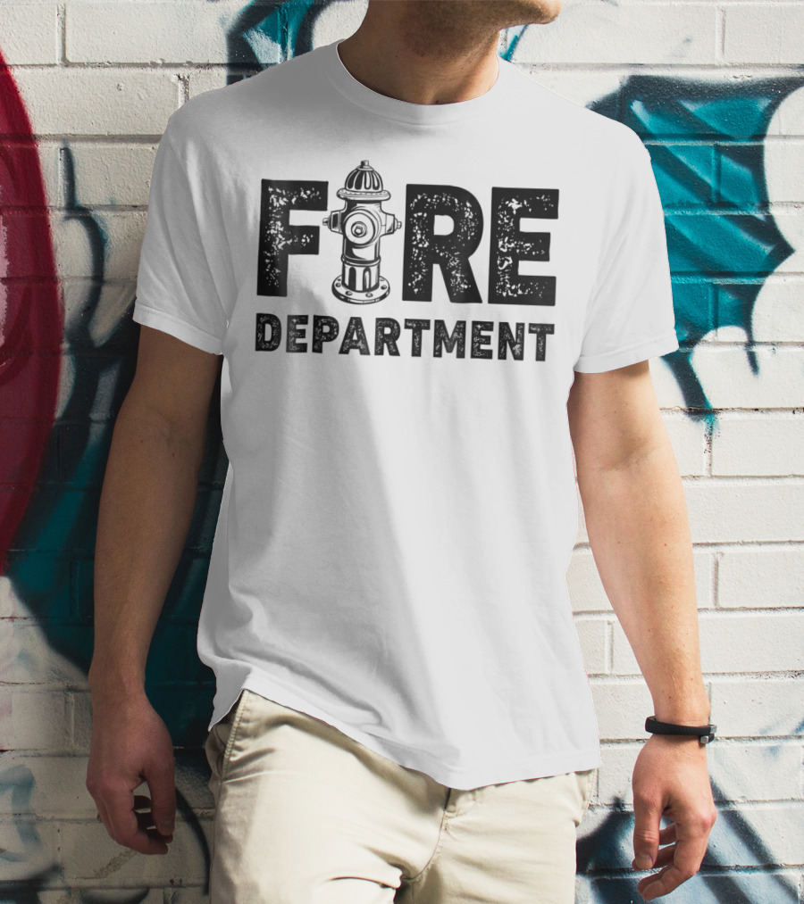 Fire Department Firefighter Thin Red Line Hydrant Typography T-Shirt