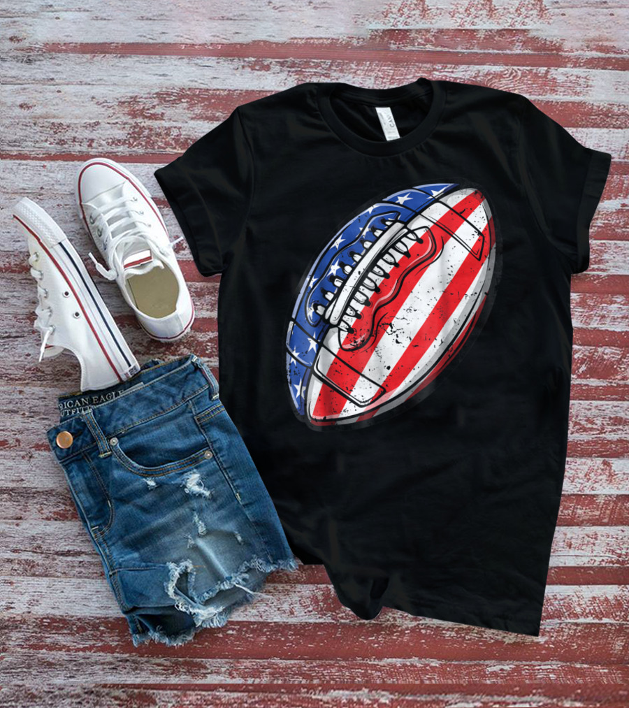 American Flag Football Fourth Of July T-Shirt