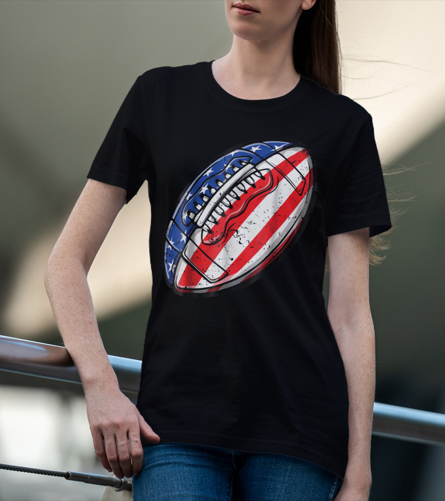 American Flag Football Fourth Of July T-Shirt