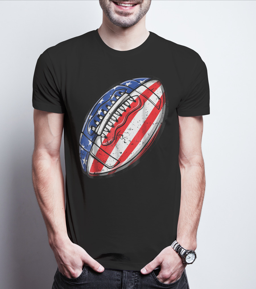 American Flag Football Fourth Of July T-Shirt