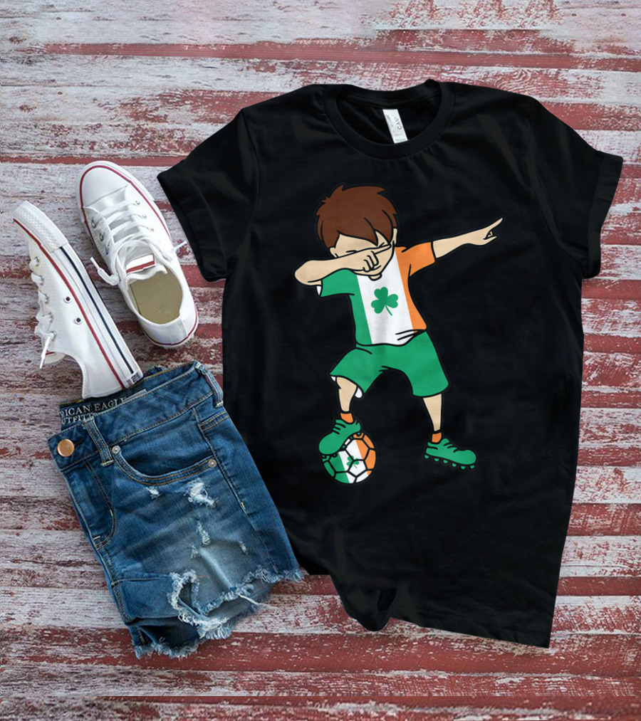 Dabbing Irish Soccer Clover Saint Patrick's Day T-Shirt