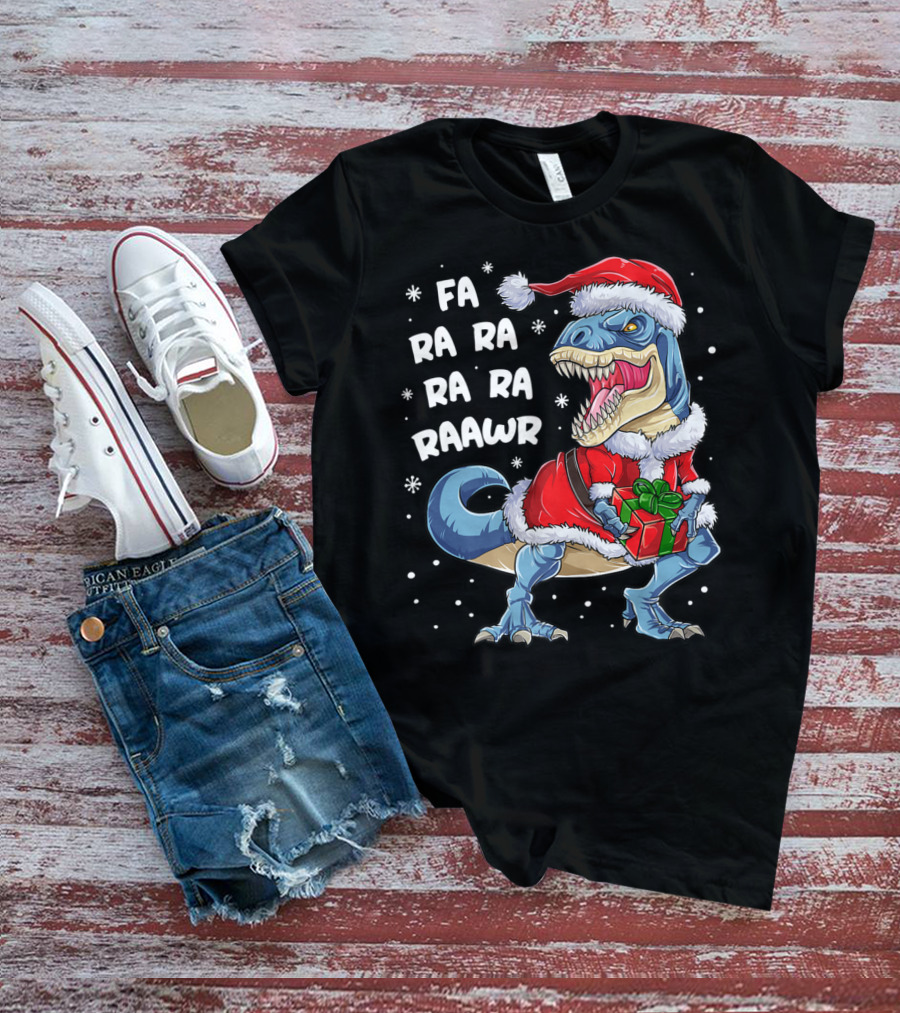 Fa Ra Ra Ra Rawr Dinosaur Christmas Rex Santa T-Shirt