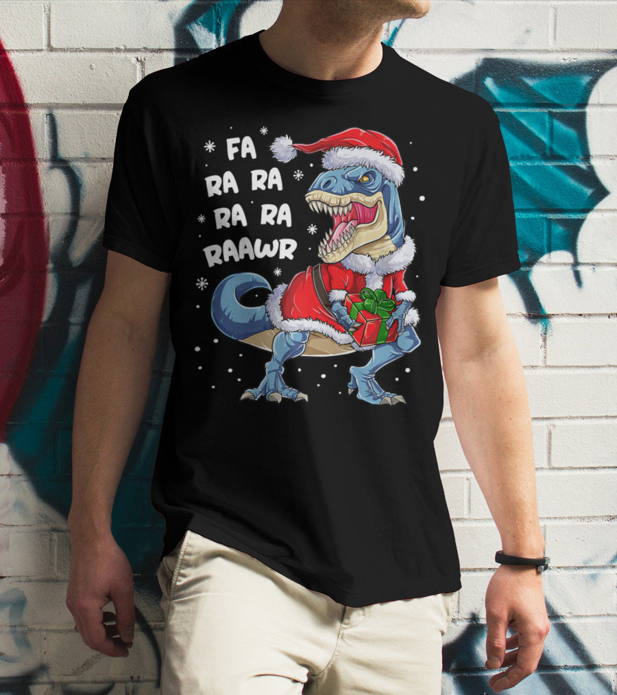 Fa Ra Ra Ra Rawr Dinosaur Christmas Rex Santa T-Shirt