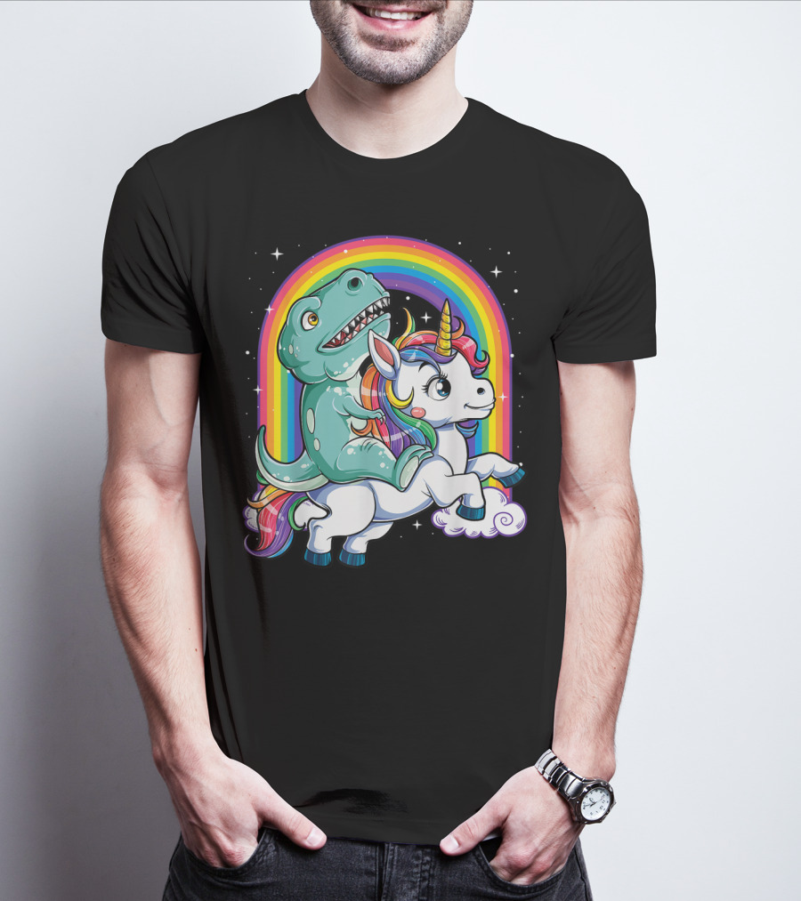 Dinosaur Unicorn Rainbow Fantasy Adventure Party T-Shirt