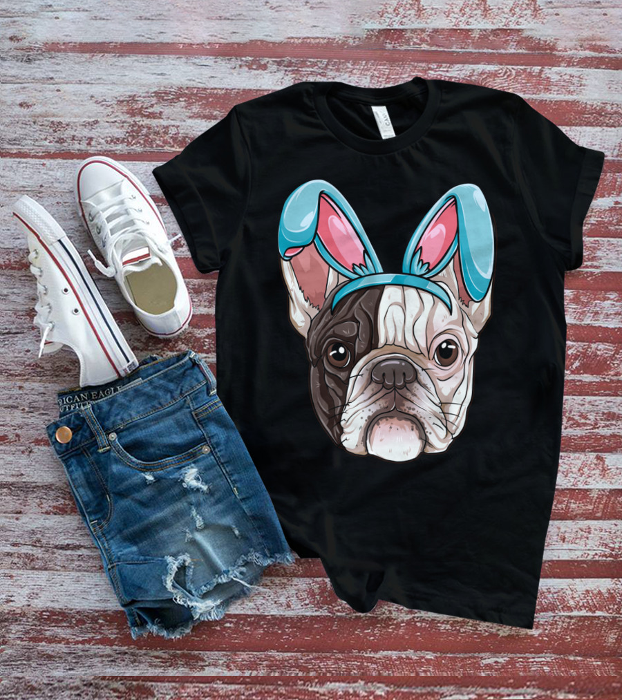 Easter Bunny Ears On French Bulldog Dog Boys Girl T-Shirt