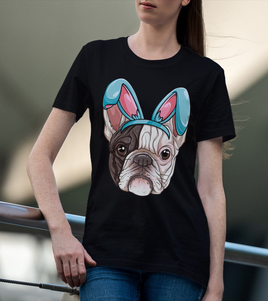 Easter Bunny Ears On French Bulldog Dog Boys Girl T-Shirt
