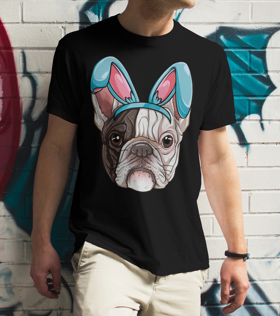 Easter Bunny Ears On French Bulldog Dog Boys Girl T-Shirt