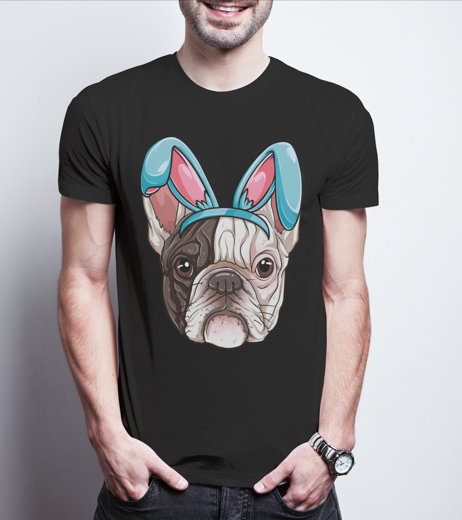 Easter Bunny Ears On French Bulldog Dog Boys Girl T-Shirt