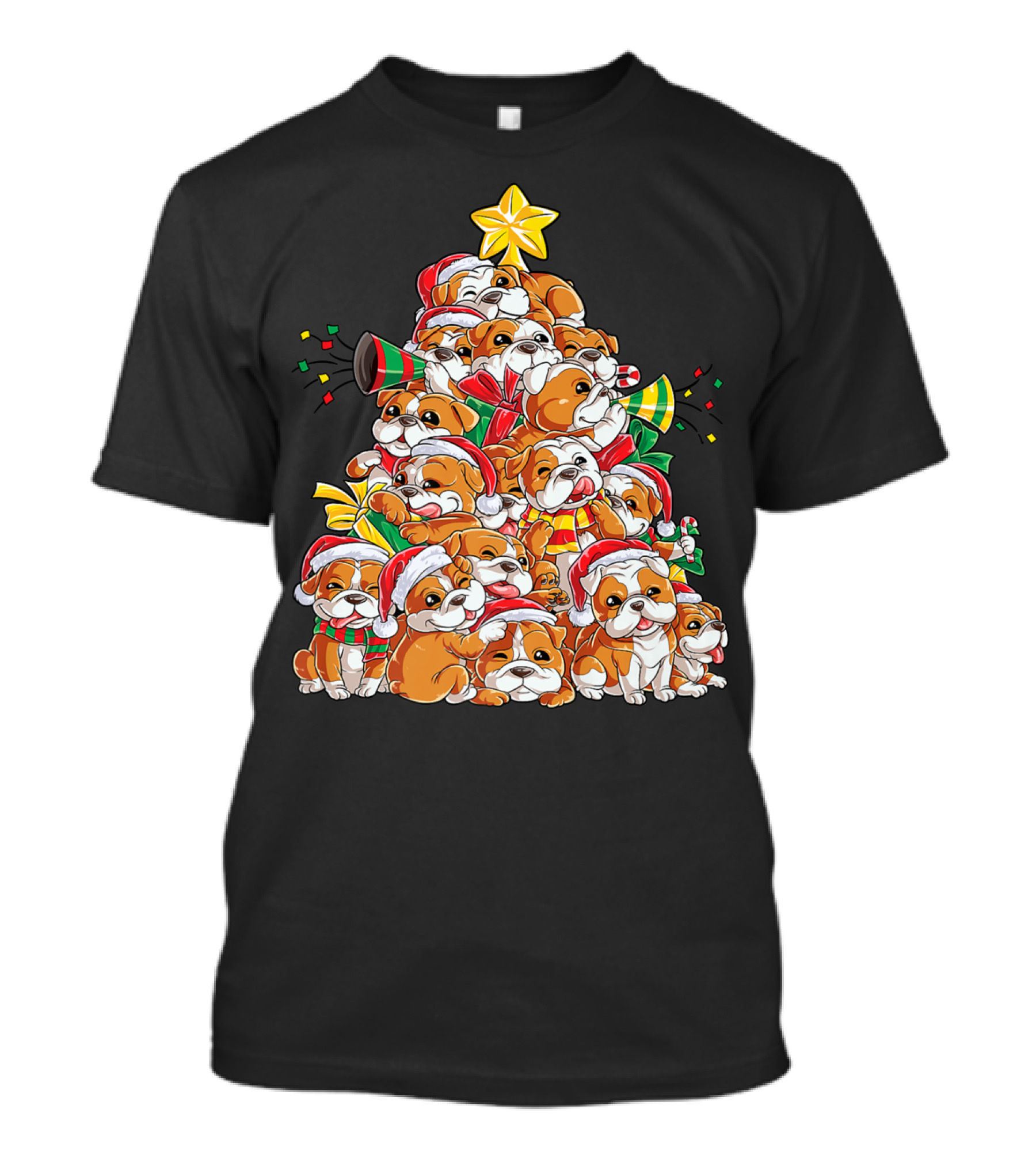 English Bulldog Christmas Tree Holiday Festive Boys T-Shirt