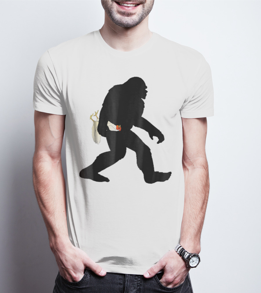 Funny Bigfoot Sasquatch Carrying Chicken Boys T-Shirt