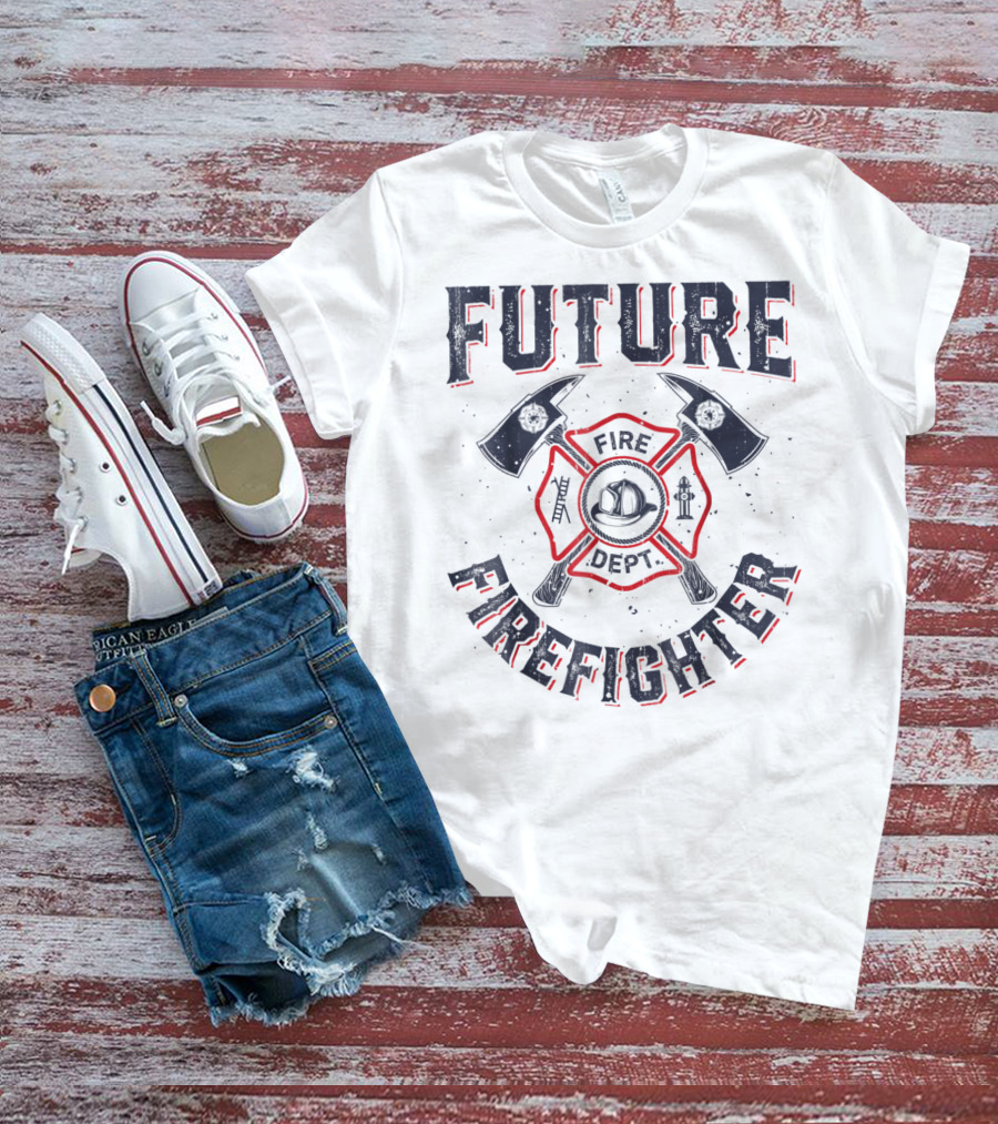 Future Firefighter Fire Dept Axe Emblem Kids Boys Youth Men T-Shirt