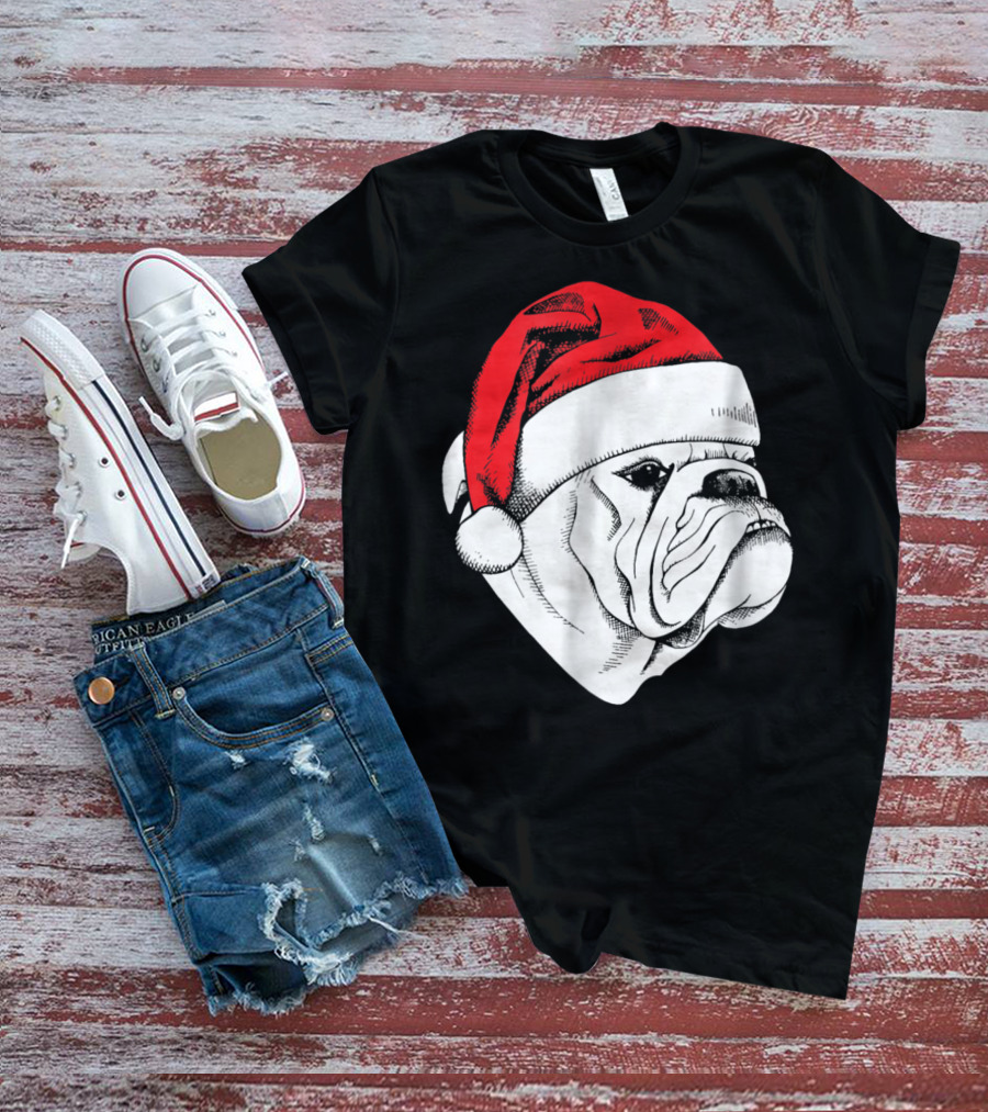 English Bulldog Santa Christmas T-Shirt