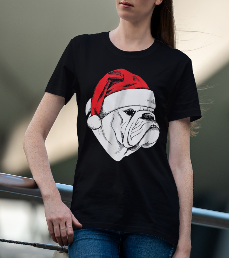 English Bulldog Santa Christmas T-Shirt