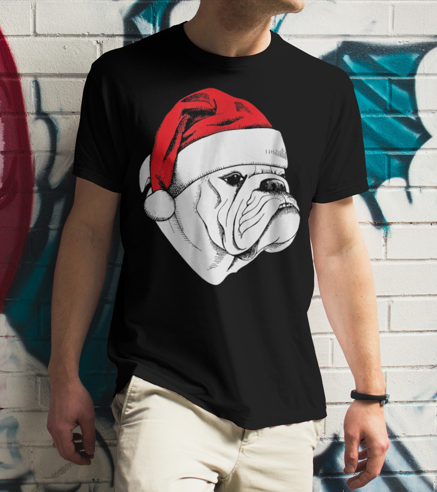 English Bulldog Santa Christmas T-Shirt