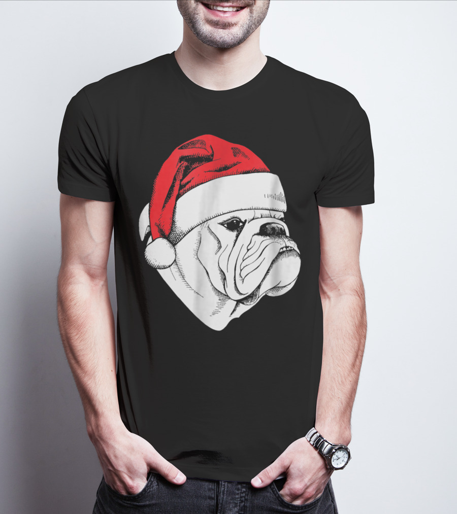 English Bulldog Santa Christmas T-Shirt