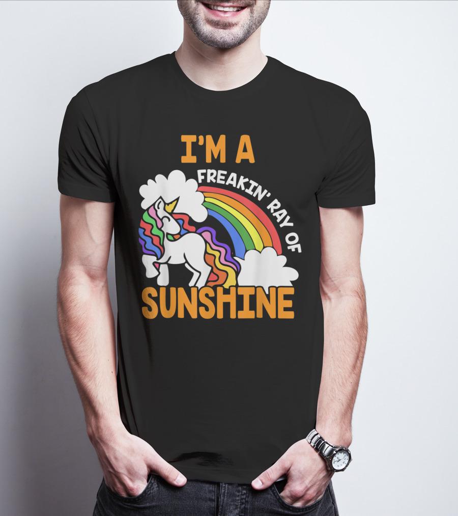 I'm A Freakin' Ray Of Sunshine Funny Rainbow Unicorn Vintage 1970's HY T-Shirt