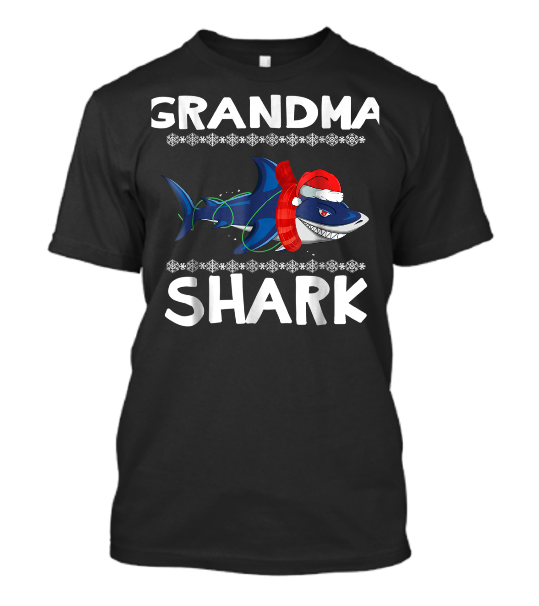Grandma Shark Christmas Santa Hat Festive Family T-Shirt