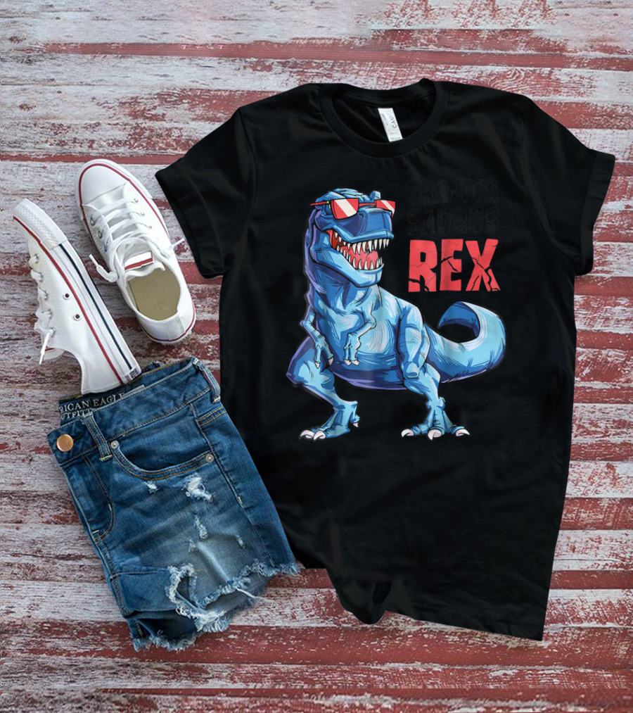 Grandpasaurus Rex Grandpa Saurus Dinosaur With Cool Glasses T-Shirt