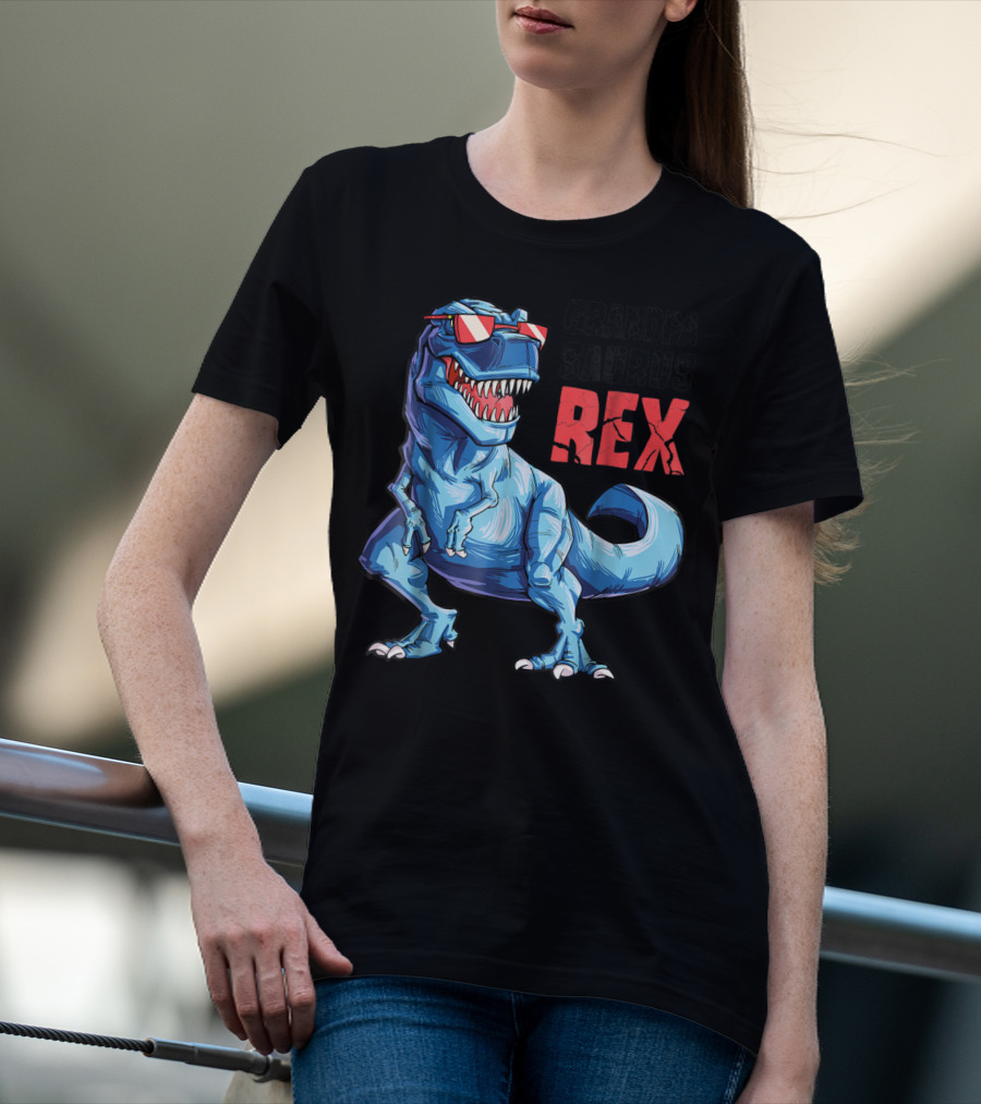 Grandpasaurus Rex Grandpa Saurus Dinosaur With Cool Glasses T-Shirt