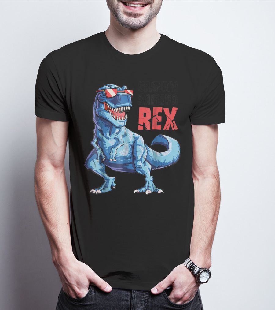 Grandpasaurus Rex Grandpa Saurus Dinosaur With Cool Glasses T-Shirt