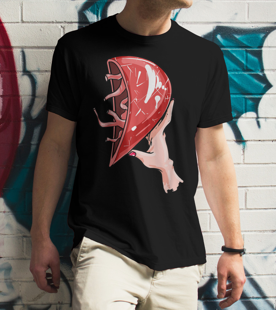 Hand Holding Semi-Open Anatomical Heart T-Shirt