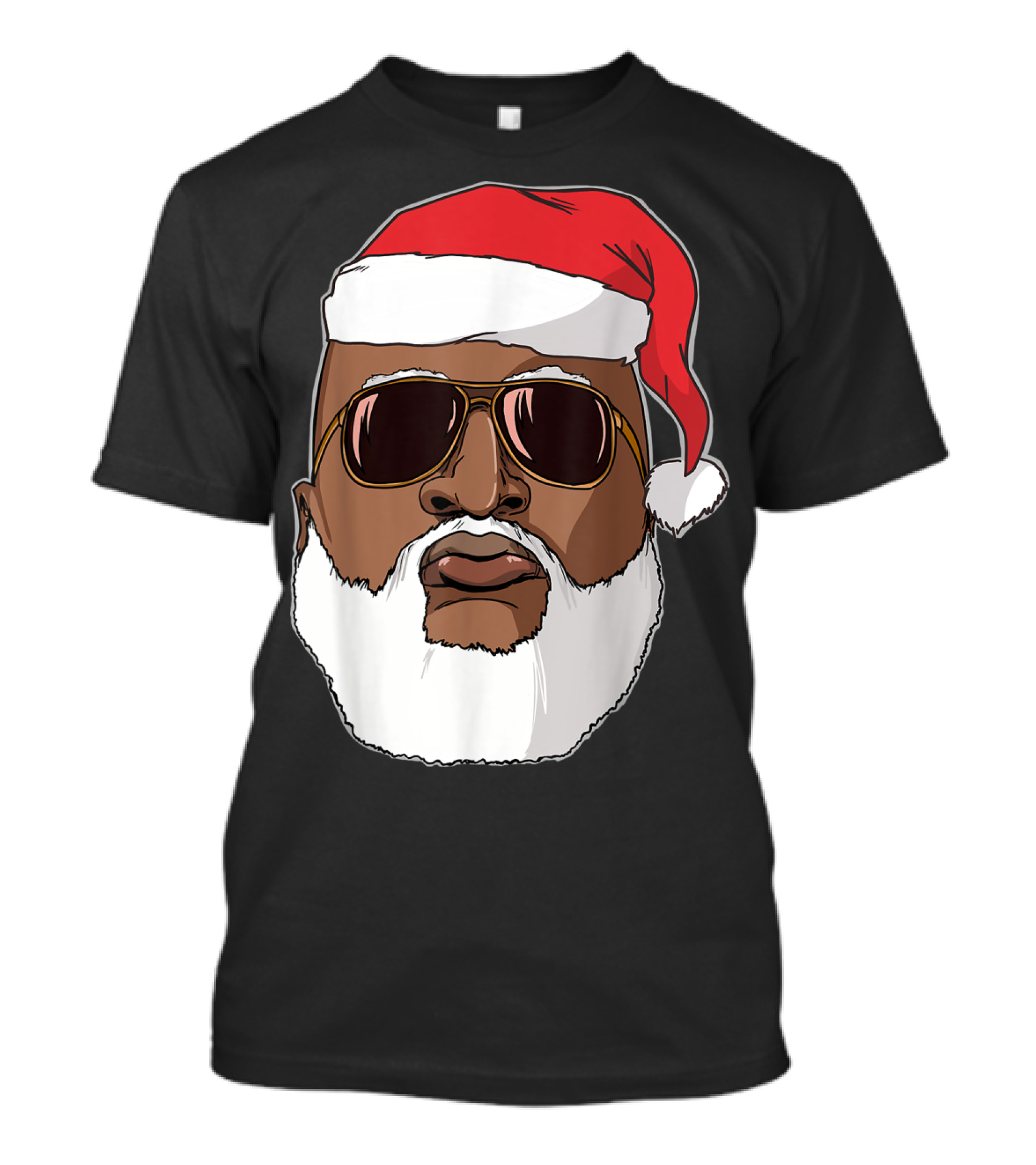 African American Santa With Sunglasses And Santa Hat T-Shirt