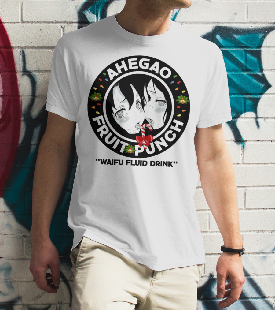 Ahegao Fruit Punch Waifu Fluid Drink Merry Christmas Lewd Anime T-Shirt