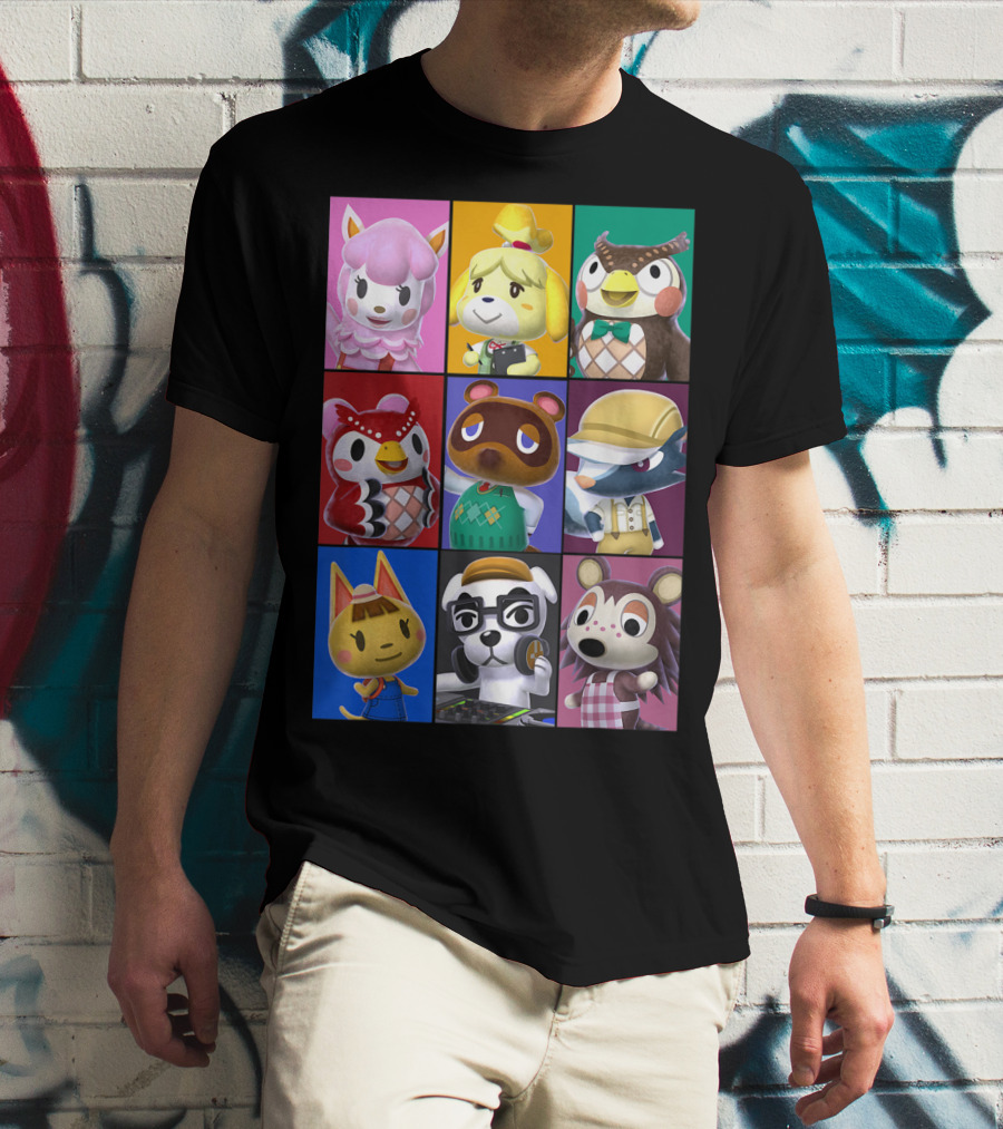 Animal Crossing Character Grid Featuring Isabelle And Tom Nook T-Shirt