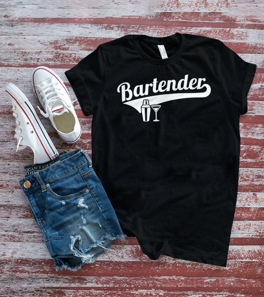 Bartender Cocktail Shaker And Martini Glass T-Shirt