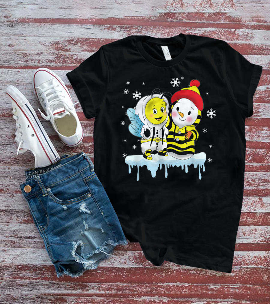 Snowman And Bee Holiday Friendship T-Shirt