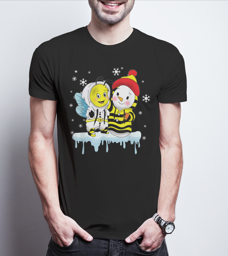 Snowman And Bee Holiday Friendship T-Shirt