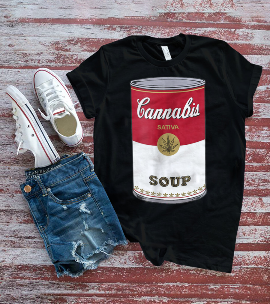 Cannabis Sativa Soup Can With Red And White T-Shirt