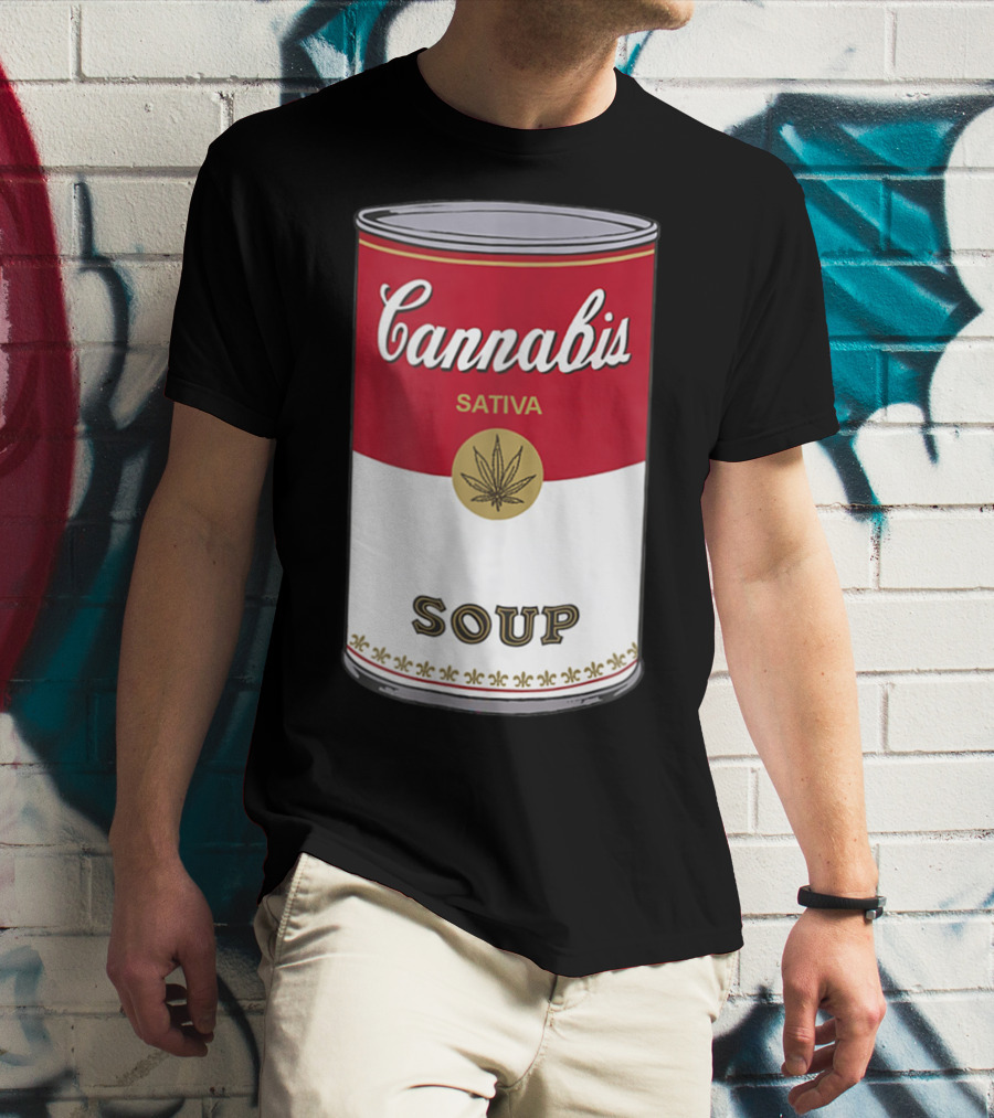 Cannabis Sativa Soup Can With Red And White T-Shirt