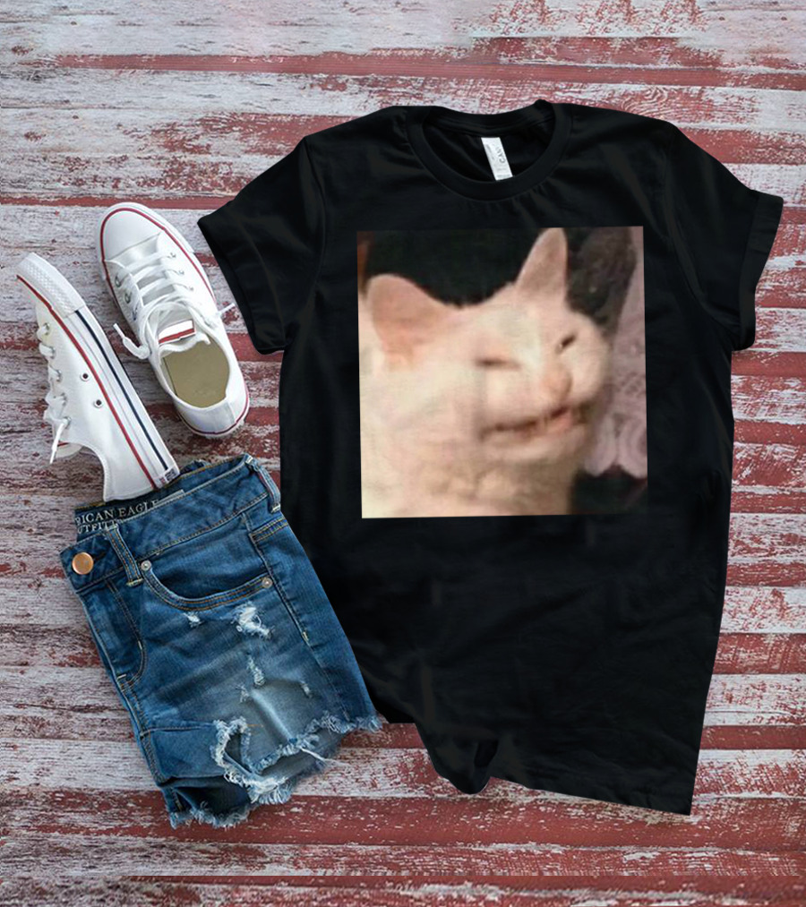 Confused Laughing Cat Meme Expression T-Shirt
