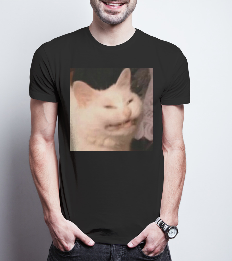 Confused Laughing Cat Meme Expression T-Shirt