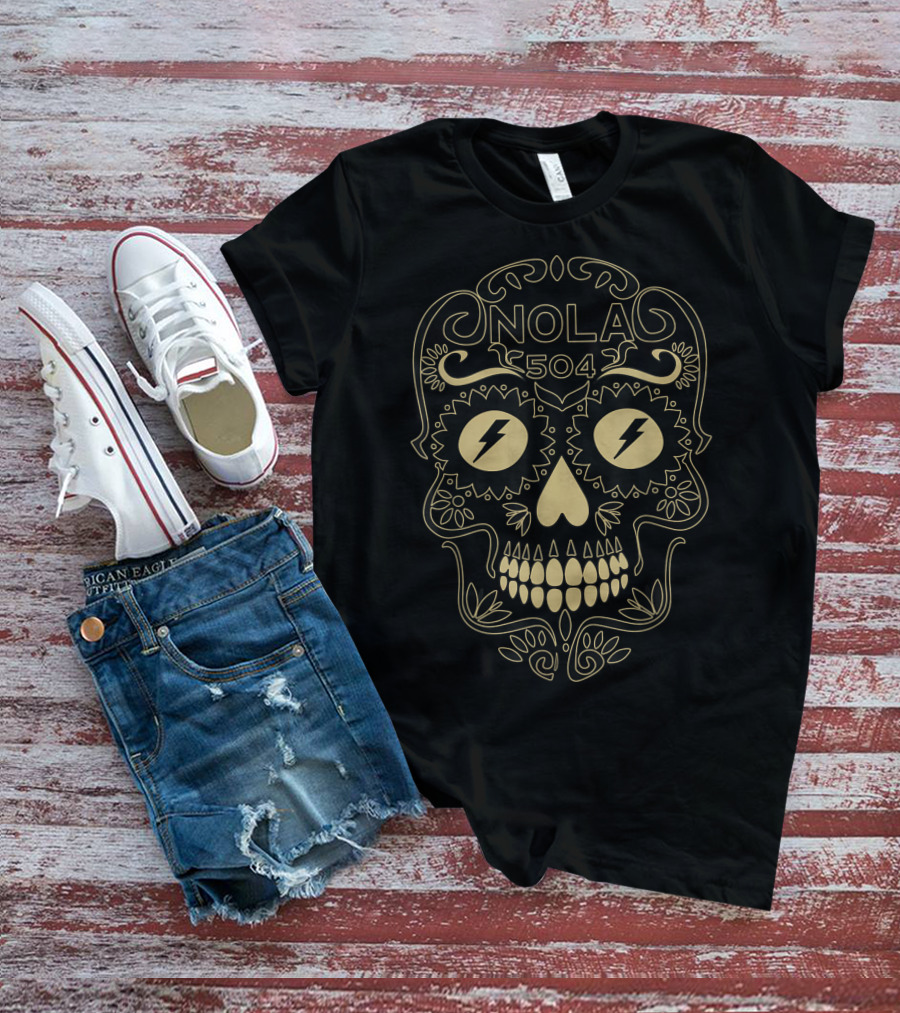 NOLA 504 Sugar Skull New Orleans Electric T-Shirt