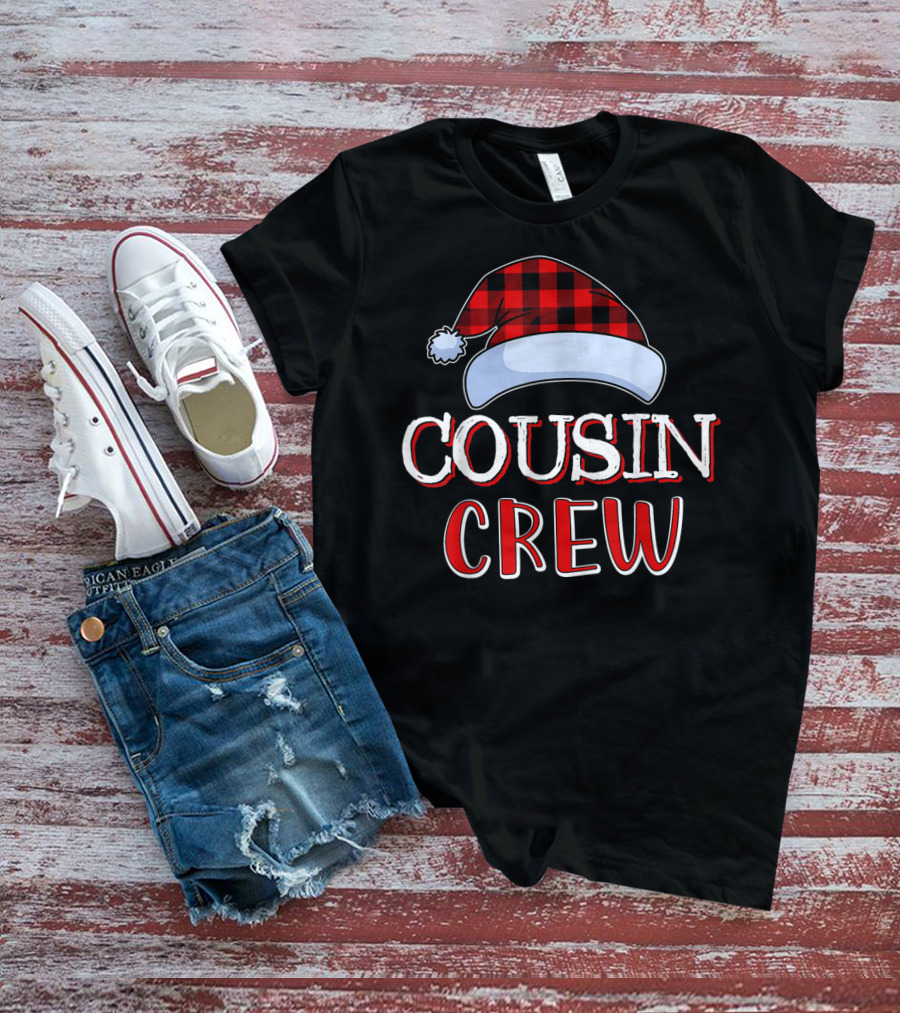 Cousin Crew Red Plaid Hat Holiday Family T-Shirt
